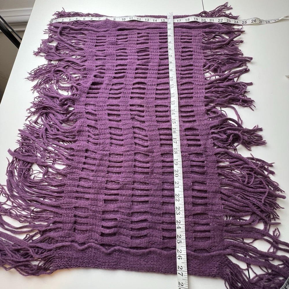 WinWin Fashion Purple Acrylic Infinity Scarf Open Knit Fringe - Picture 5 of 7
